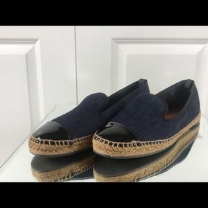 Fendi Espadrilles Shoes Blue Denim Patent Leather